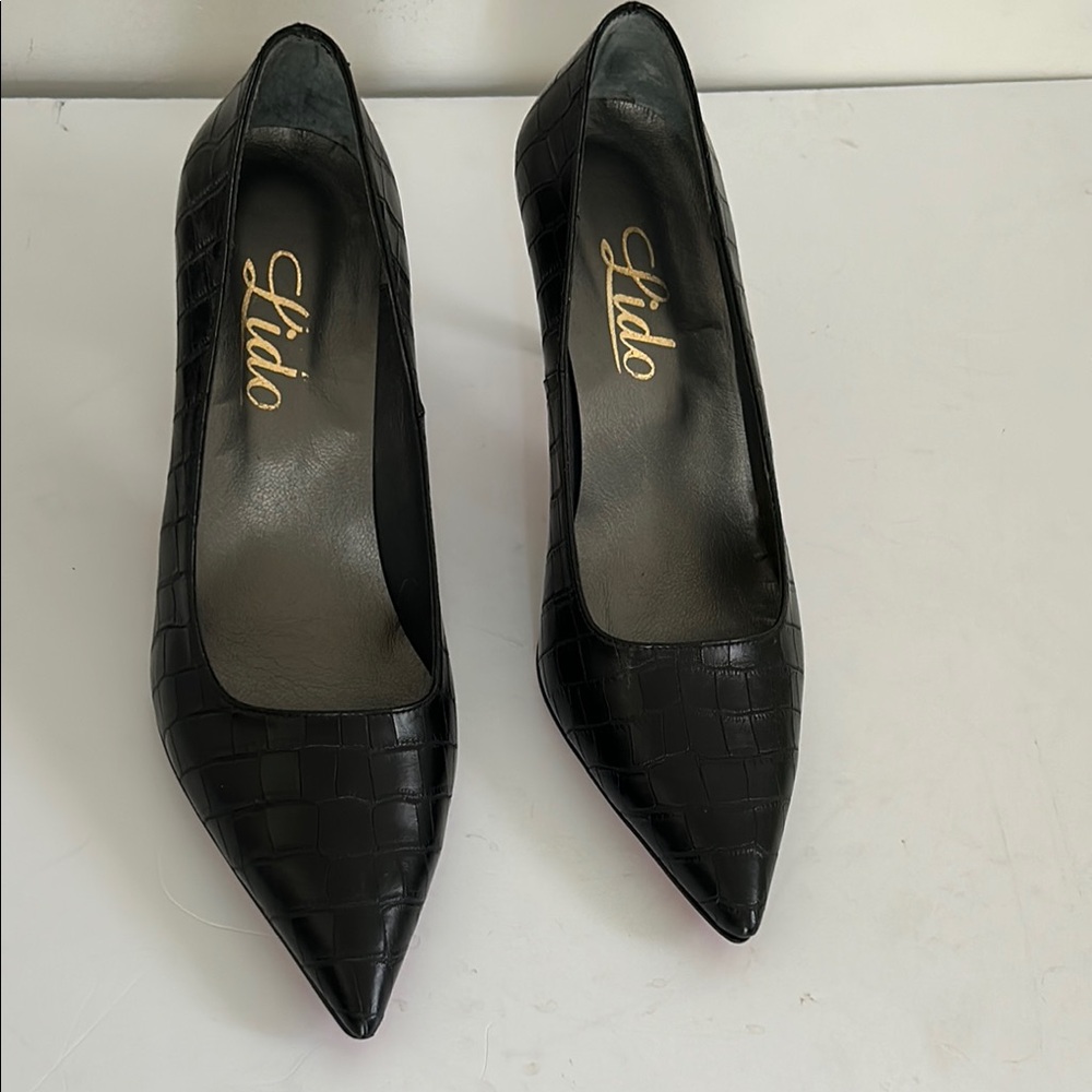 LIDO Black Croc-Embossed Women's Shoes Size 40 1/2